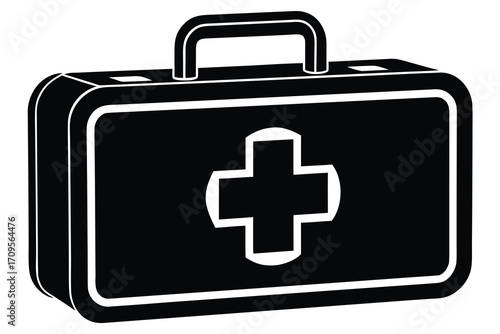 first aid kit silhouette vector icon