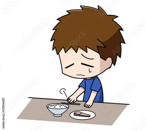 食欲がない男の子のイラスト