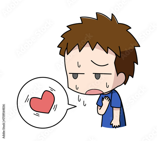 動悸がする男の子のイラスト