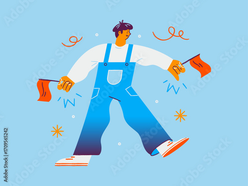 vector illustration of a girl with a skateboard A set of small winter and home icons, on a light background