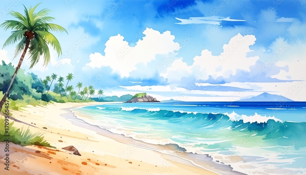 custom made wallpaper toronto digitalWatercolour summer beach background