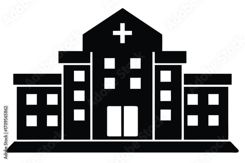 hospital building silhouette vector icon