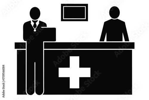 hospital reception silhouette vector icon