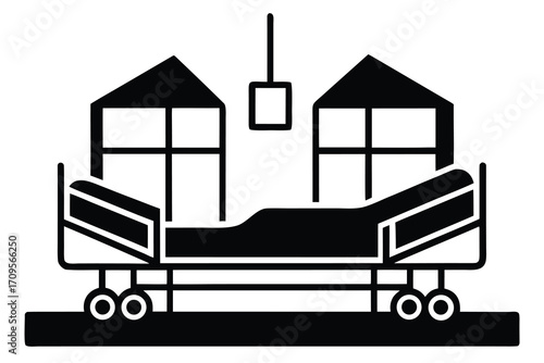 intensive care unit silhouette vector icon