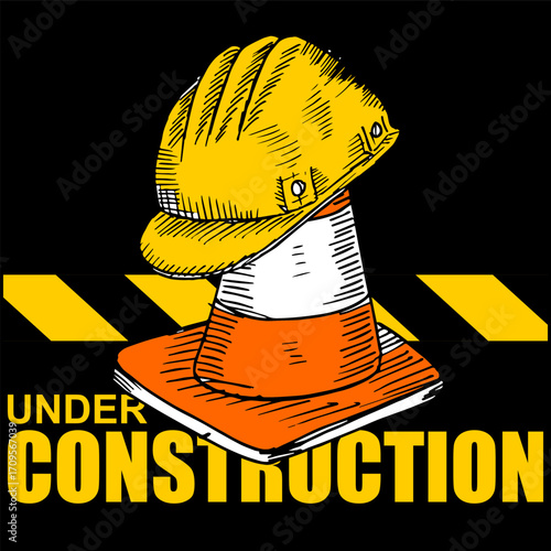 Under Construction, board and sign vector