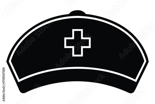medical cap silhouette vector icon
