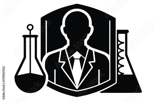 medical research silhouette vector icon