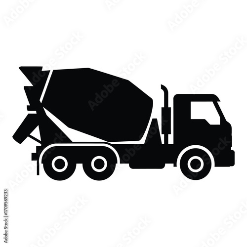 Concrete mixer truck silhouette transportation construction industry heavy vehicle machinery silhouette