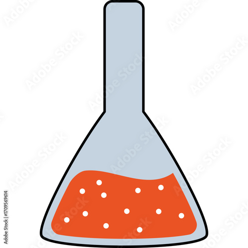 Illustration of a conical flask containing a red solution, ideal for science or laboratory visuals.