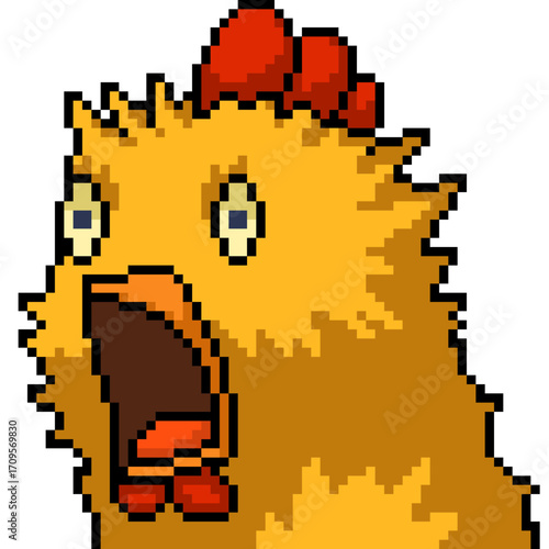 pixel art of chicken head shock surprise