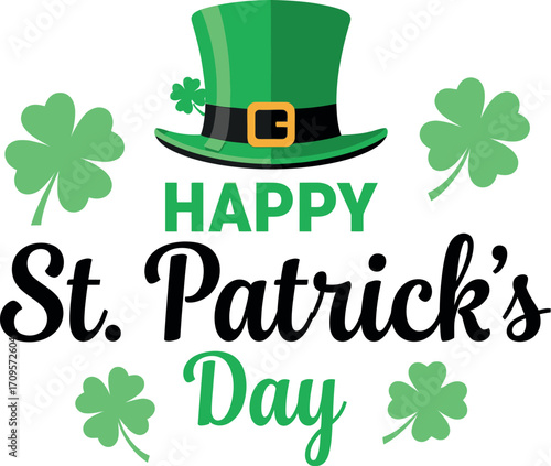 Joyful St. Patrick's Day celebration with festive hat and clover symbols