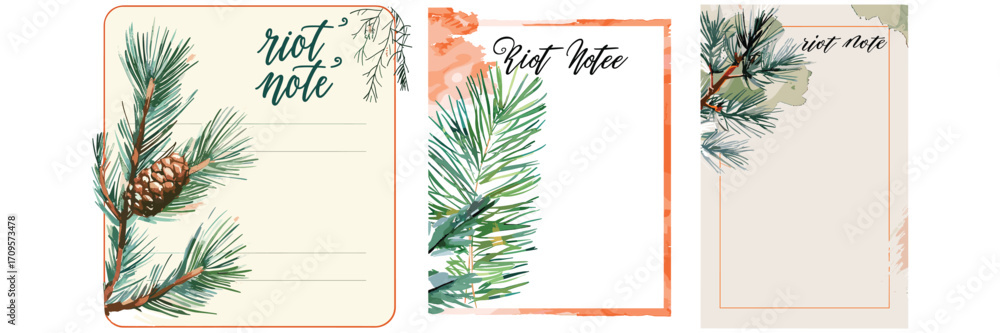 Obraz premium set of tropical pineapple decorative notes and paper templates