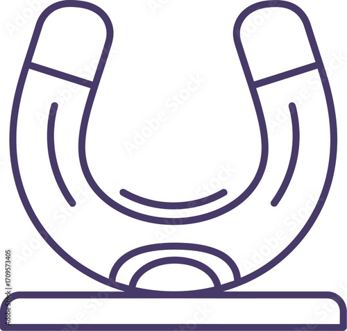 Simple line drawing of a horseshoe magnet attracting a small circular object.