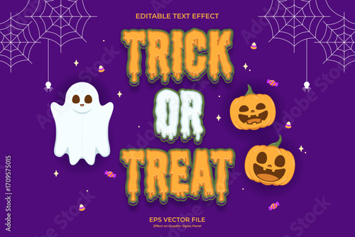 decorative happy halloween editable text effect design