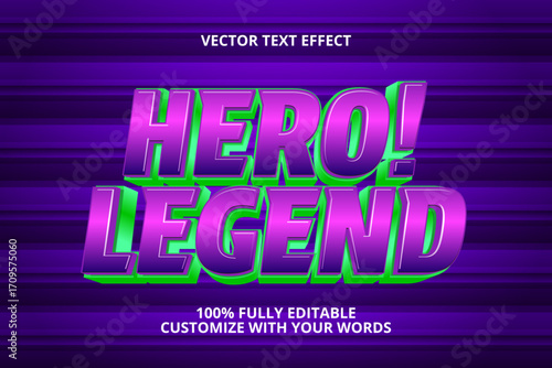 hero legend editable text effect for hero