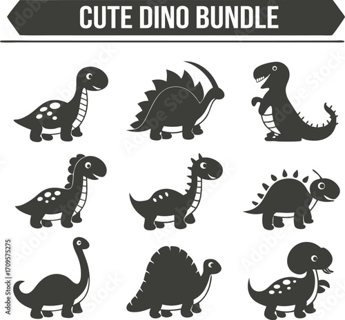 Cute Dino Vector illustration Silhouette
