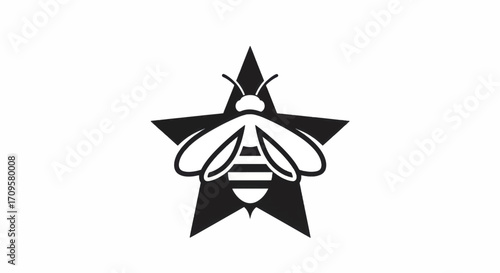 Bee inside a star a symbol of nature and hard work.