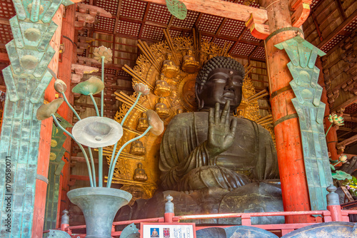 World's largest bronze statue of Buddha Vairocana (Daibutsu) in Todai-ji Temple, Nara, Japan