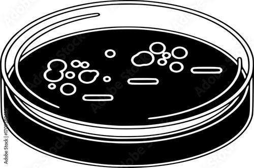 Petri Dish Icon Vector - Microbiology Lab Analysis Symbol Illustration in Line and Solid Style