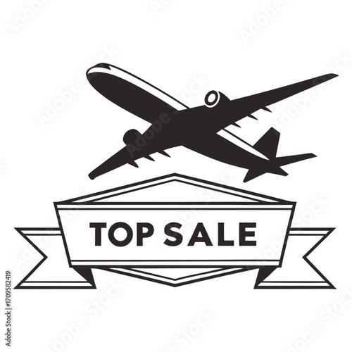 Retro Propeller Plane Clipart – Black Silhouette of Small Aircraft for Flight and Transport Illustration.