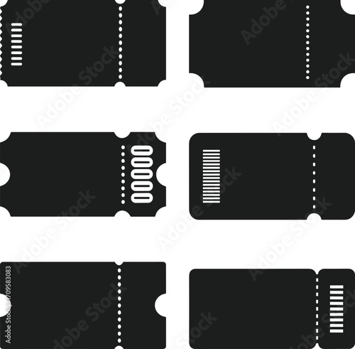 Set of Ticket Silhouette Vectors for New Year Parties, Events and Festival Invitations