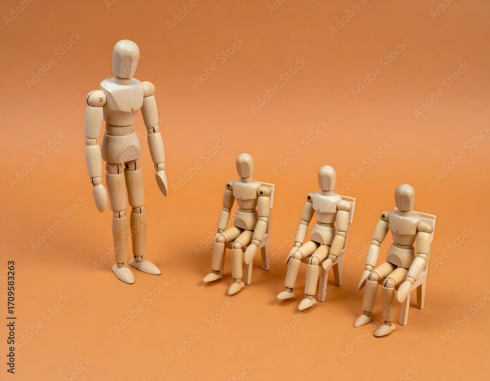 Obraz premium 生徒指導する人形のビジネス風景