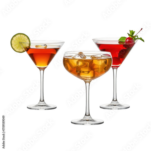 Wallpaper Mural Three assorted cocktails on a transparent background Torontodigital.ca