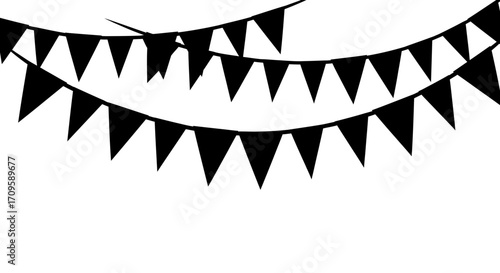 Black Bunting Flags for Parties in Outdoor Settings with a Festive Atmosphere