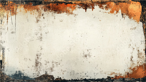 Colorful border paint brown grunge cement wall. copy space for text. Vector illustration.