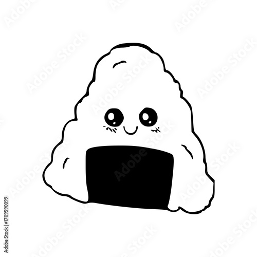 hand-drawn rice ball character