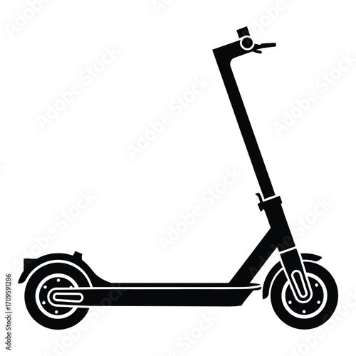 Modern electric scooter silhouette ready for urban commuting and transportation silhouette