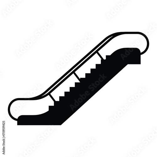 Iconic silhouette of a modern escalator moving upward symbolizing progress and transportation silhouette