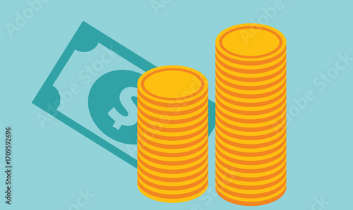 illustration of money bank notes symbolizing wealth, abundance, financial gain