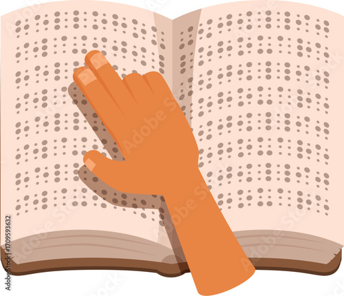 Close up of a hand delicately reading a braille book, symbolizing accessible education and inclusivity for the visually impaired