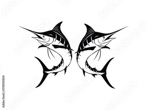 silhouette vector illustration of a marlin fish isolated with white background 