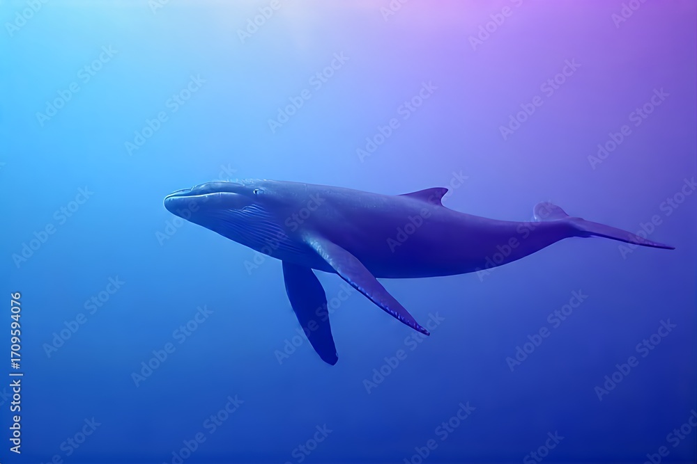 Fototapeta premium Majestic Humpback Whale in Vibrant Blue Ocean