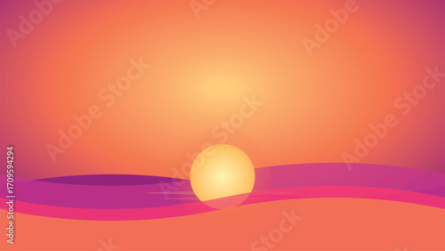 Sunset Over Ocean Waves Abstract Gradient Background Image
