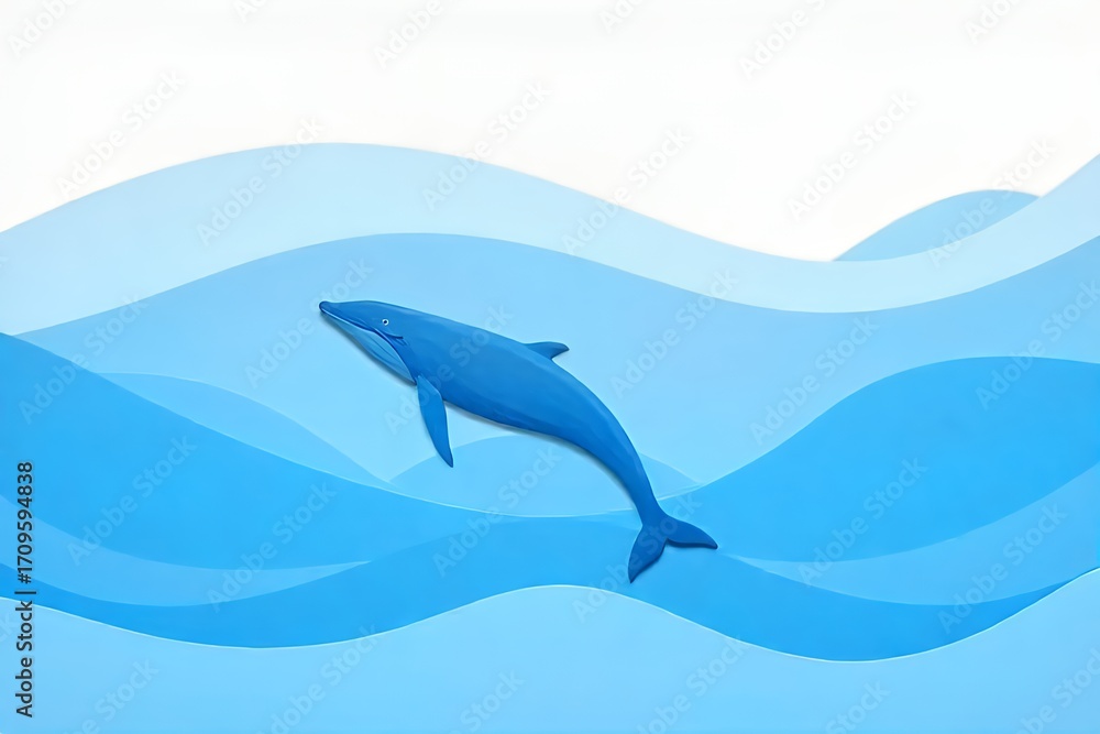 Naklejka premium ** Stylized Whale in Ocean Waves