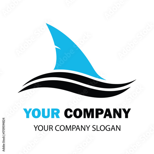 Vector art of shark fin and wave logo