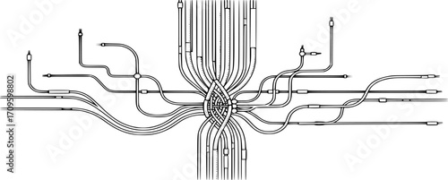 Electrical Cables Wiring Vector Icon | Power Line, Wire Connection System | Electricity, current, circuit, network, energy illustration