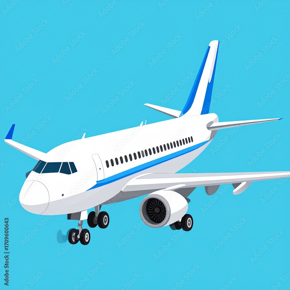 Obraz premium Commercial airplanes transport passengers efficiently across long distances with safety, speed, and comfort.