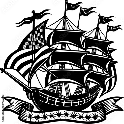 vector illustration of a ship