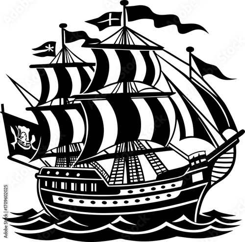 pirate ship vector illustration