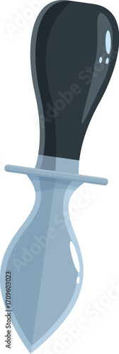 Oyster knife opening shellfish for seafood dishes, tool for professional chef preparing gourmet meal