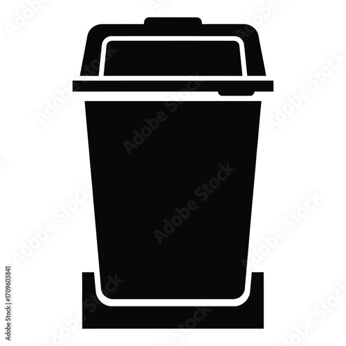 Simple black trash can silhouette icon for waste management and recycling concepts silhouette