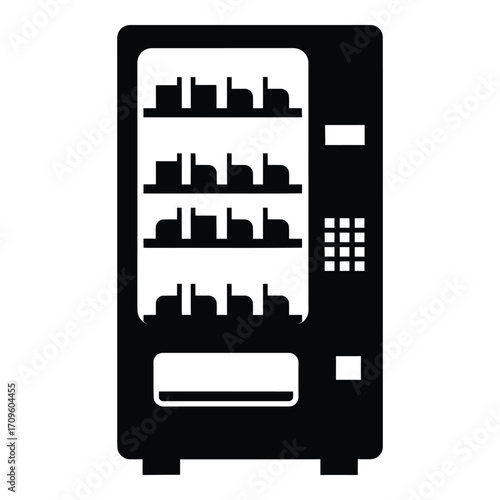 Classic vending machine silhouette for snacks and beverages dispensing convenience silhouette