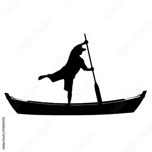 silhouette of a man in a boat