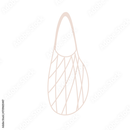 Reusable mesh net bag for eco-friendly shopping. Empty handmade string shopper. Recyclable natural plastic-free zero-waste package. Flat vector illustration isolated on white background