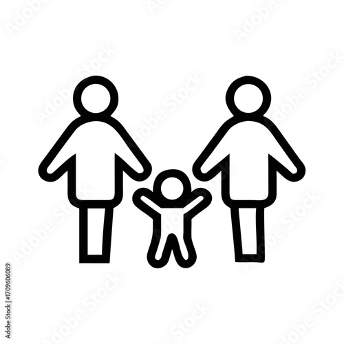 Two women and a child icon on a white background family symbol