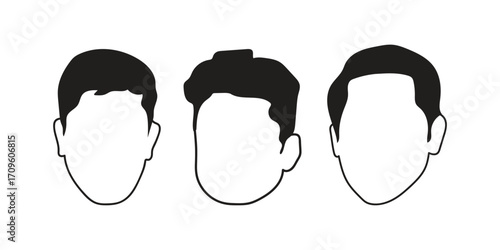 human face icon set line art